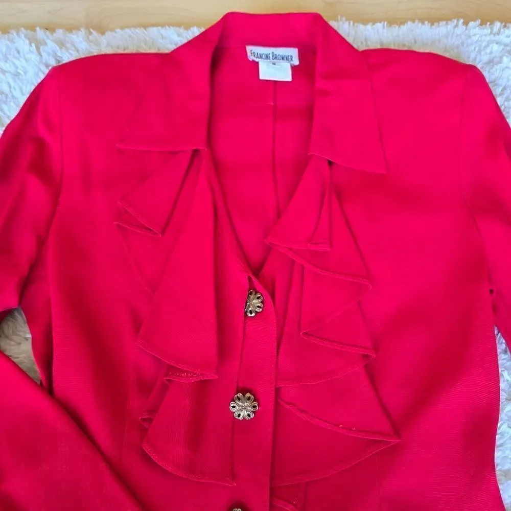 FRANCINE BROWER Women's Brazer Skirt Set Red‎ size 6 Vintage